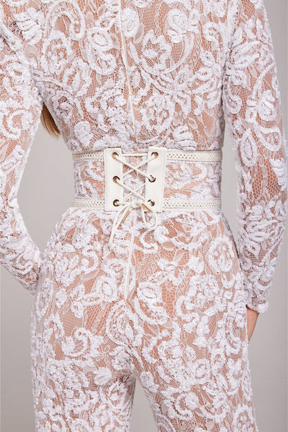 Norvielle Damen Jumpsuit Spitze Elegant