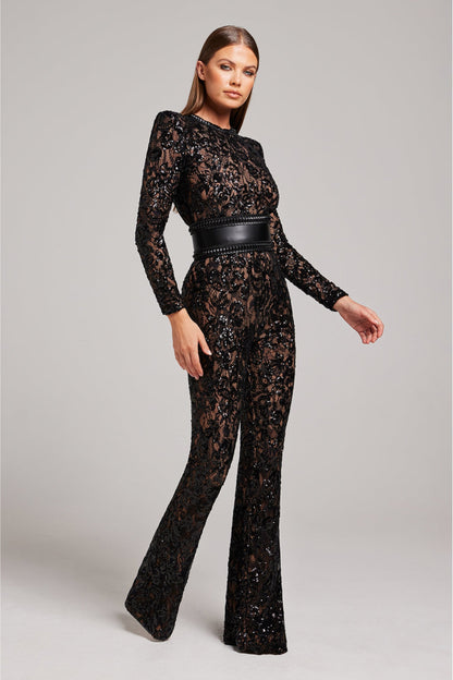 Norvielle Damen Jumpsuit Spitze Elegant