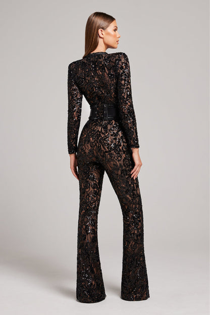 Norvielle Damen Jumpsuit Spitze Elegant