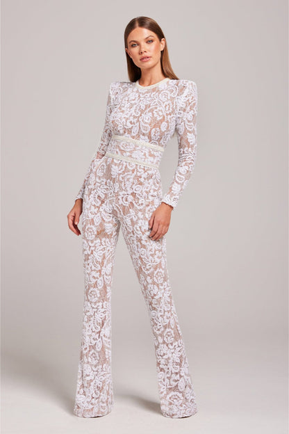 Norvielle Damen Jumpsuit Spitze Elegant