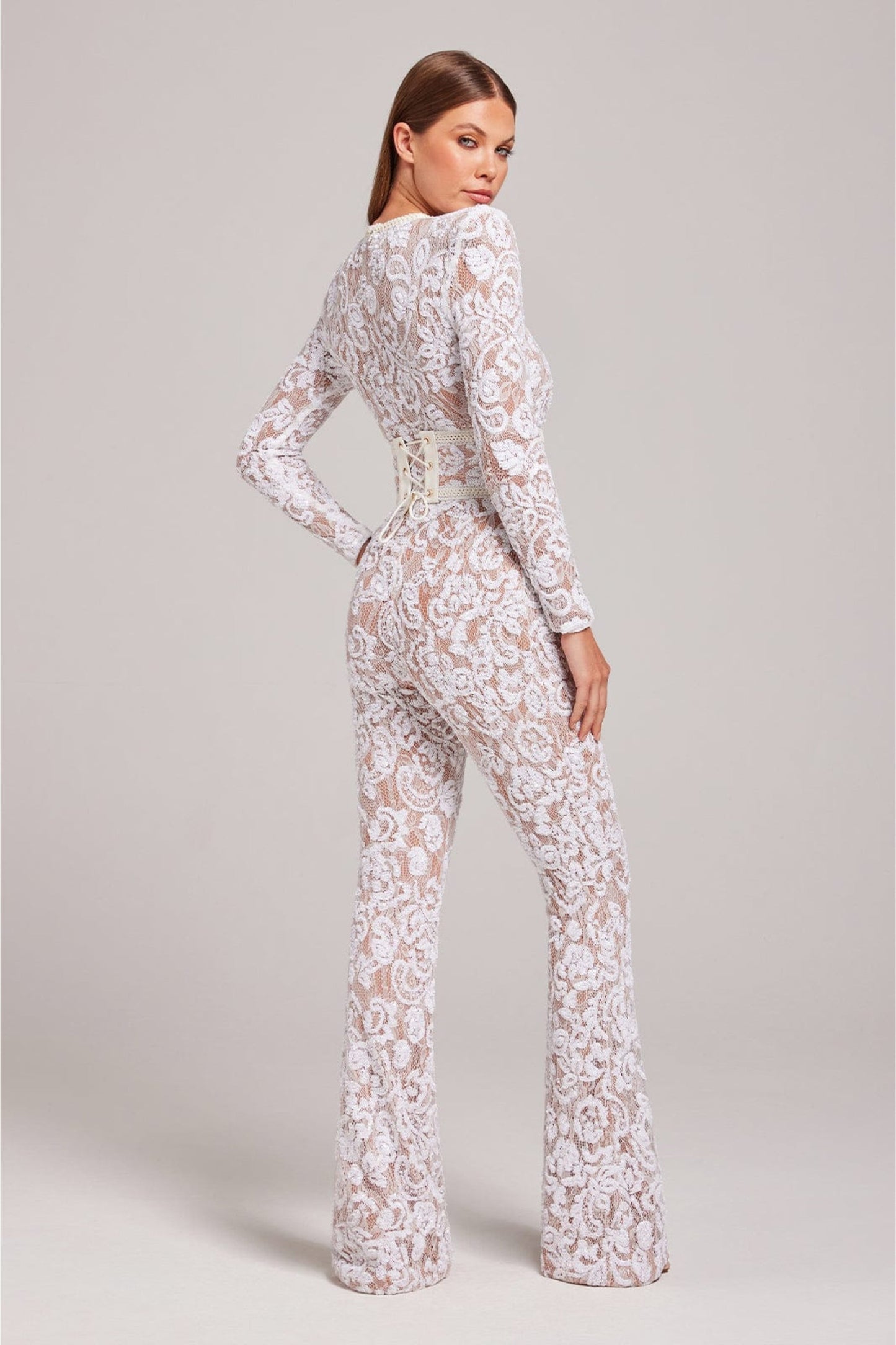 Norvielle Damen Jumpsuit Spitze Elegant