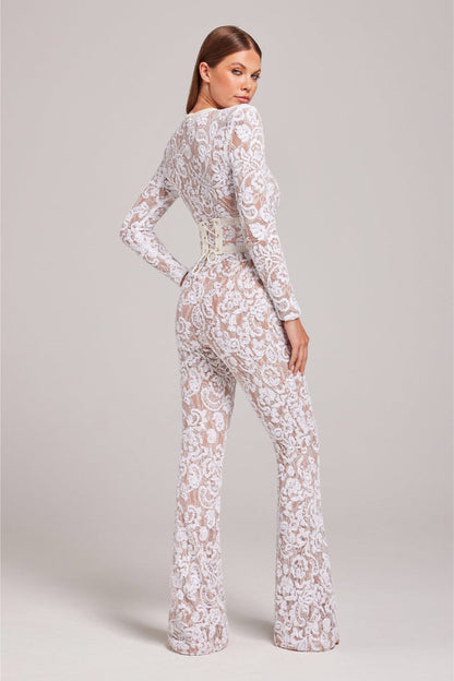 Norvielle Damen Jumpsuit Spitze Elegant