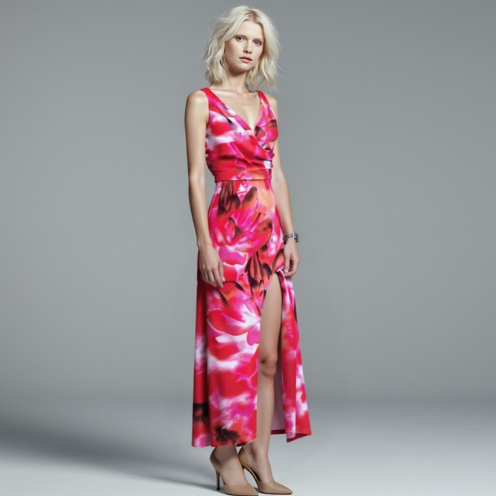 Damen Hochzeitsgastkleid Maxi mit Seitenschlitz