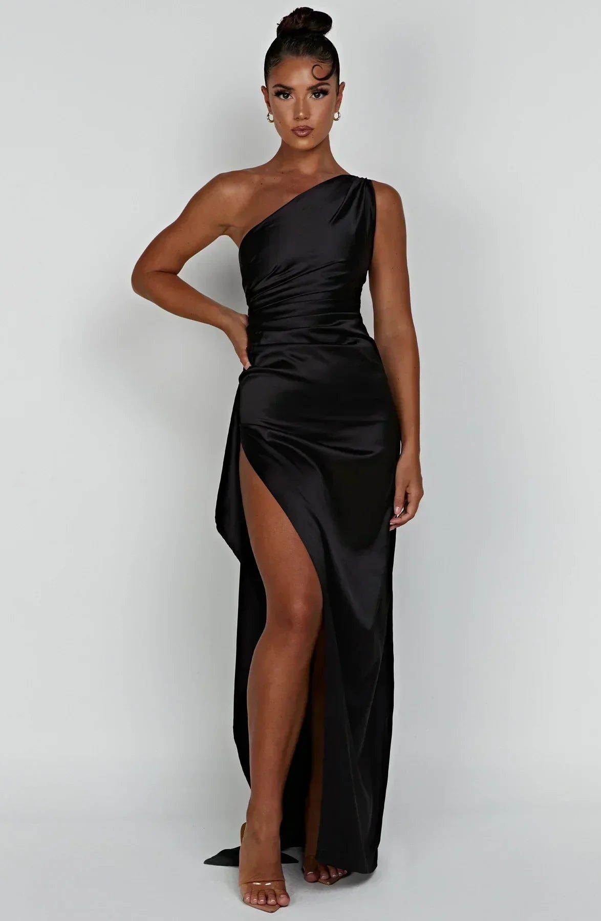 Norvielle Damen One-Shoulder-Kleid Satin