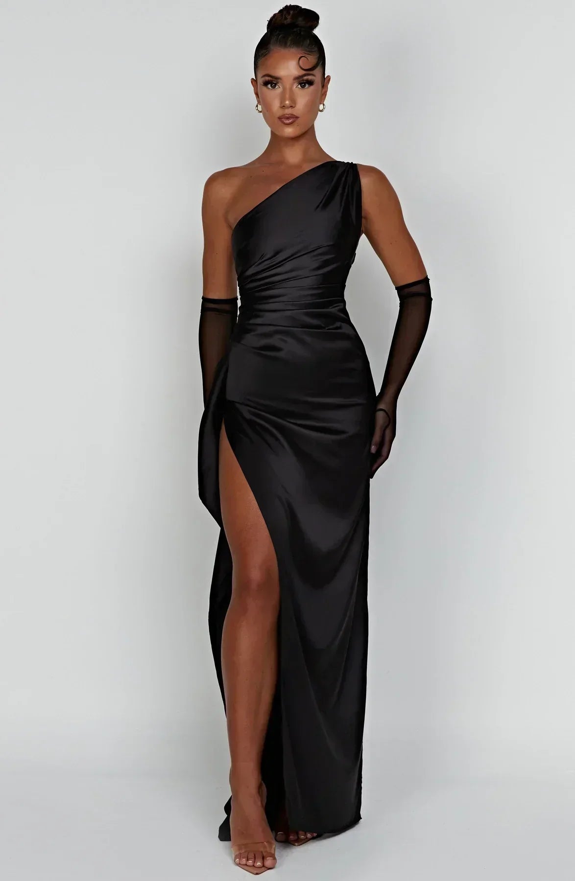 Norvielle Damen One-Shoulder-Kleid Satin