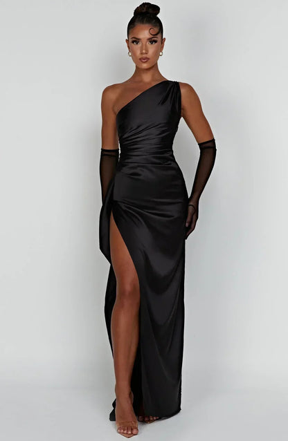 Norvielle Damen One-Shoulder-Kleid Satin