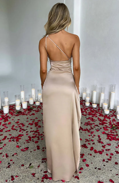 Norvielle Damen One-Shoulder-Kleid Satin