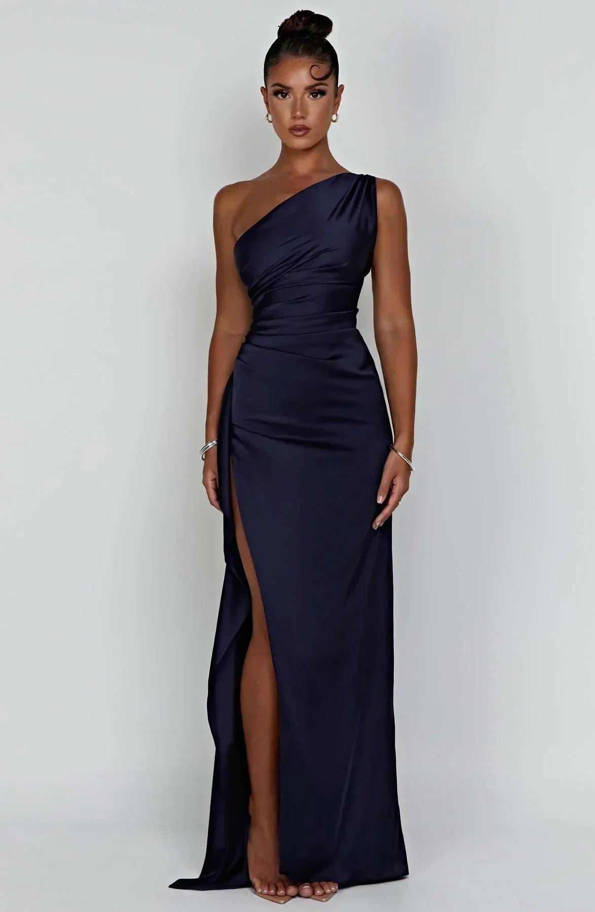 Norvielle Damen One-Shoulder-Kleid Satin
