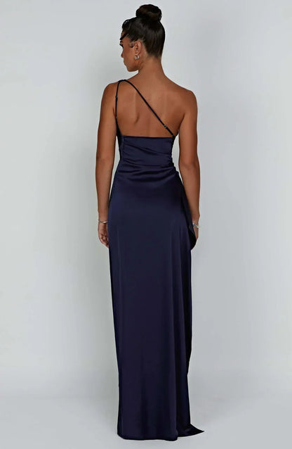 Norvielle Damen One-Shoulder-Kleid Satin