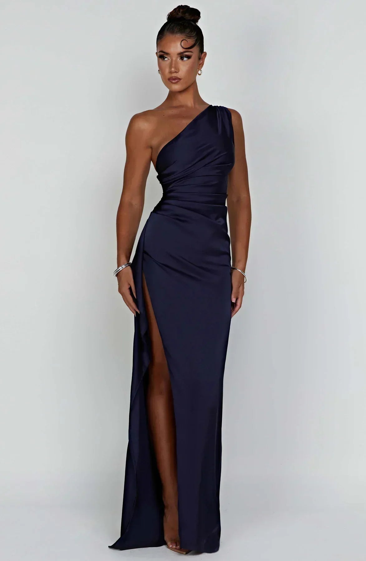 Norvielle Damen One-Shoulder-Kleid Satin