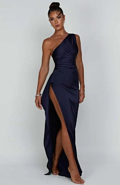 Norvielle Damen One-Shoulder-Kleid Satin