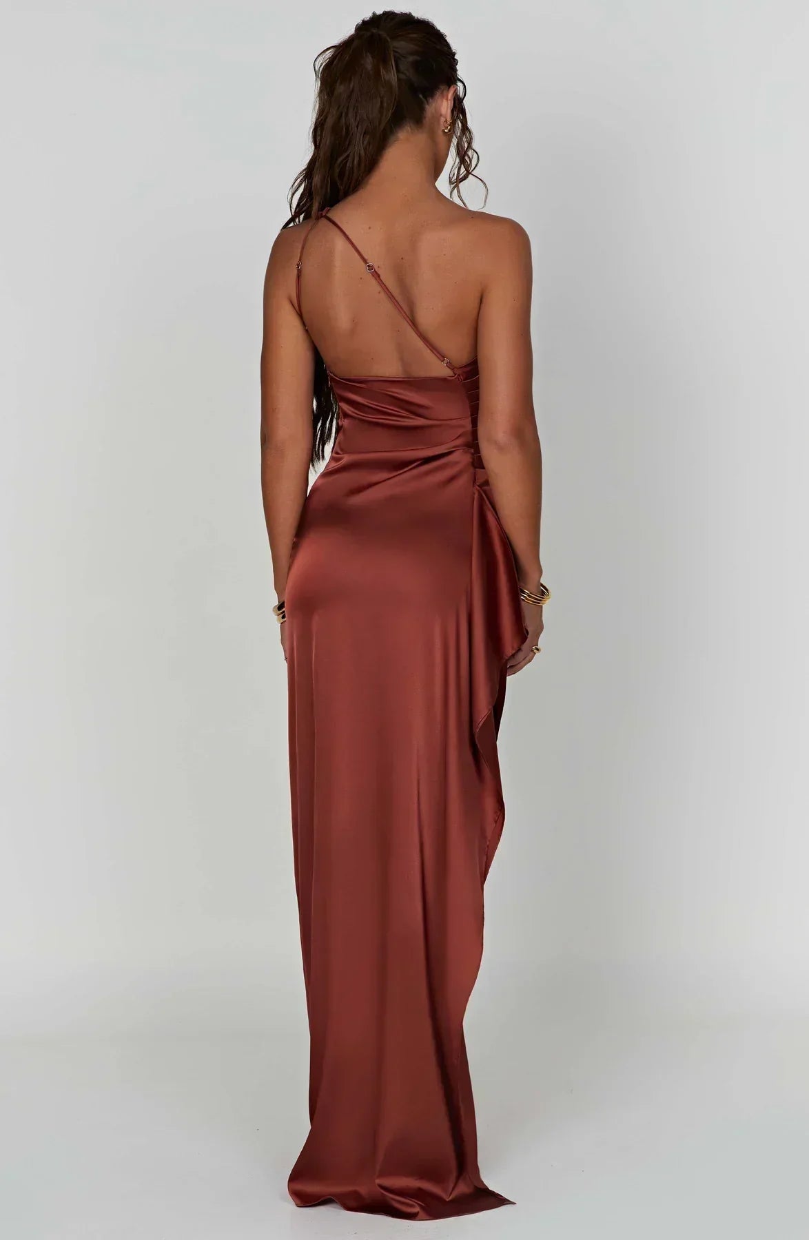Norvielle Damen One-Shoulder-Kleid Satin