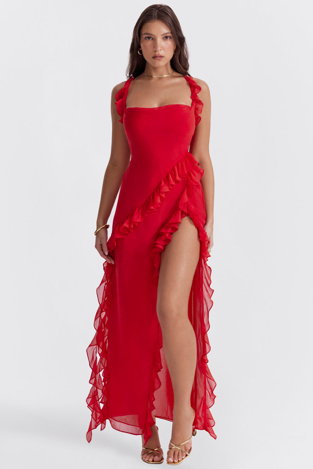 Noémie Damenkleid Volant Ausschnitt