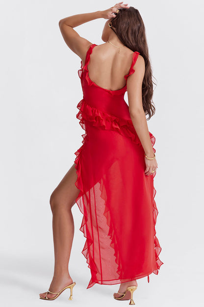 Noémie Damenkleid Volant Ausschnitt