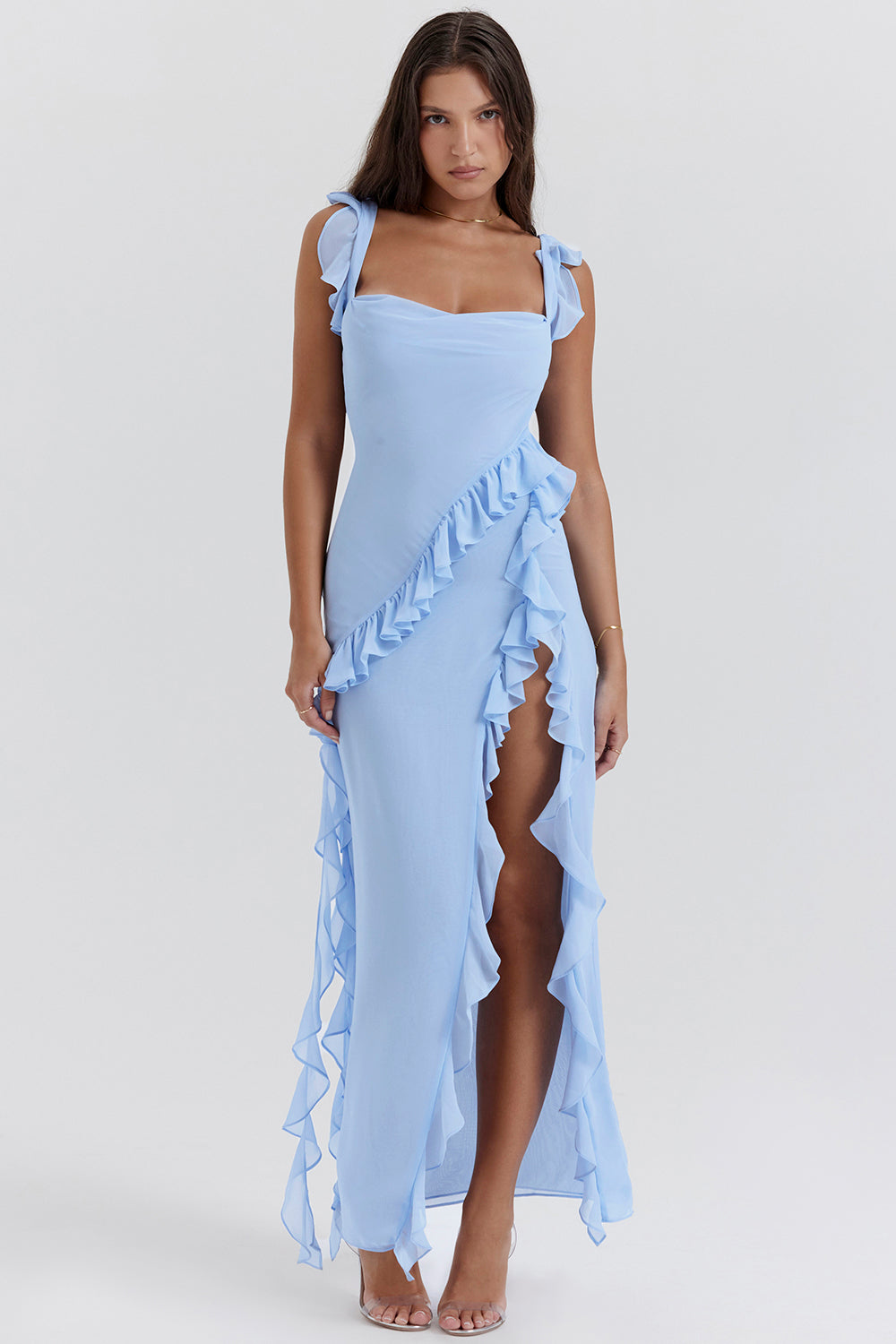 Noémie Damenkleid Volant Ausschnitt