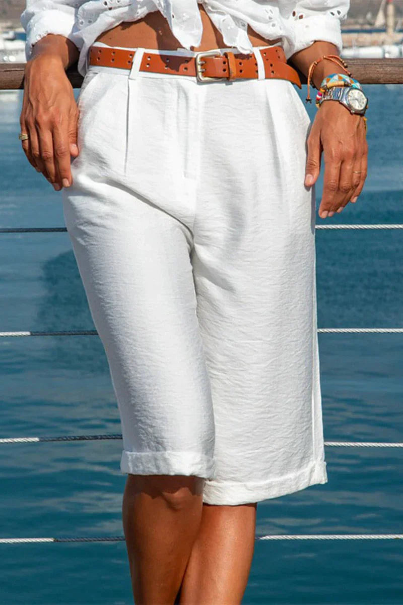 Norvielle Damen Knielange Shorts Baumwolle Bequem Schwarz - Norvielle