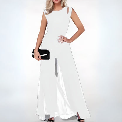 Ärmelloser Hochzeitsjumpsuit Damen Bodenlang