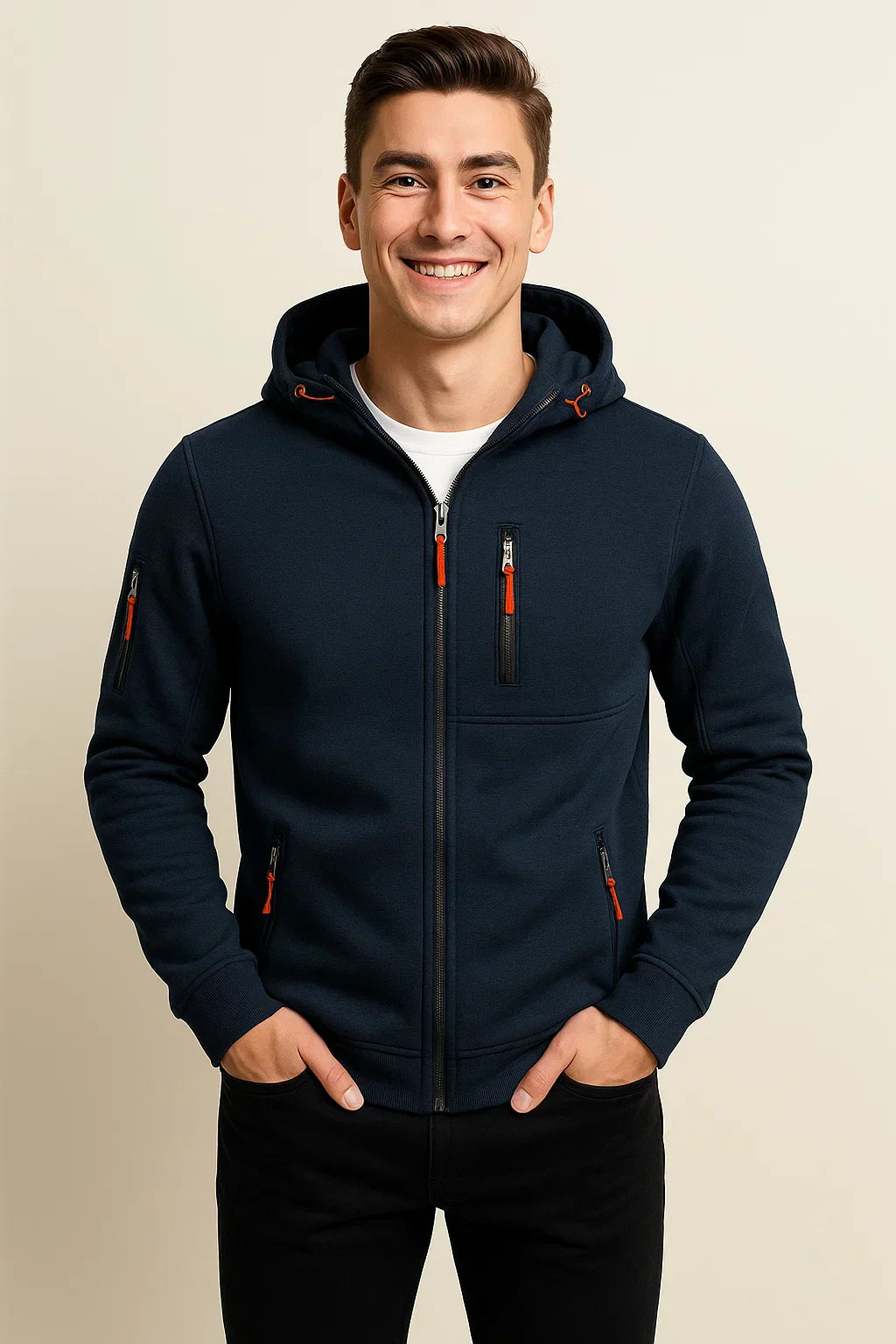 Herren Freizeitjacke mit Kapuze und Taschen