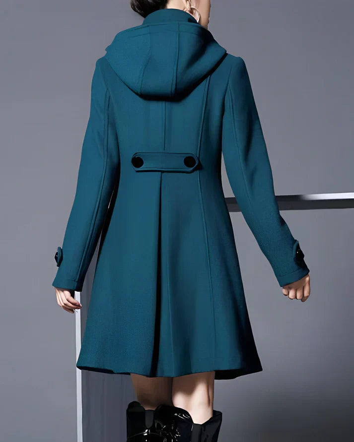 Eleganter Damen Wollmantel mit Kapuze