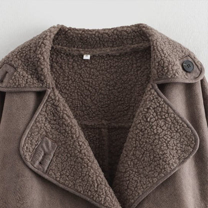 Nevada Damen Winterjacke Velourslederoptik Fleece