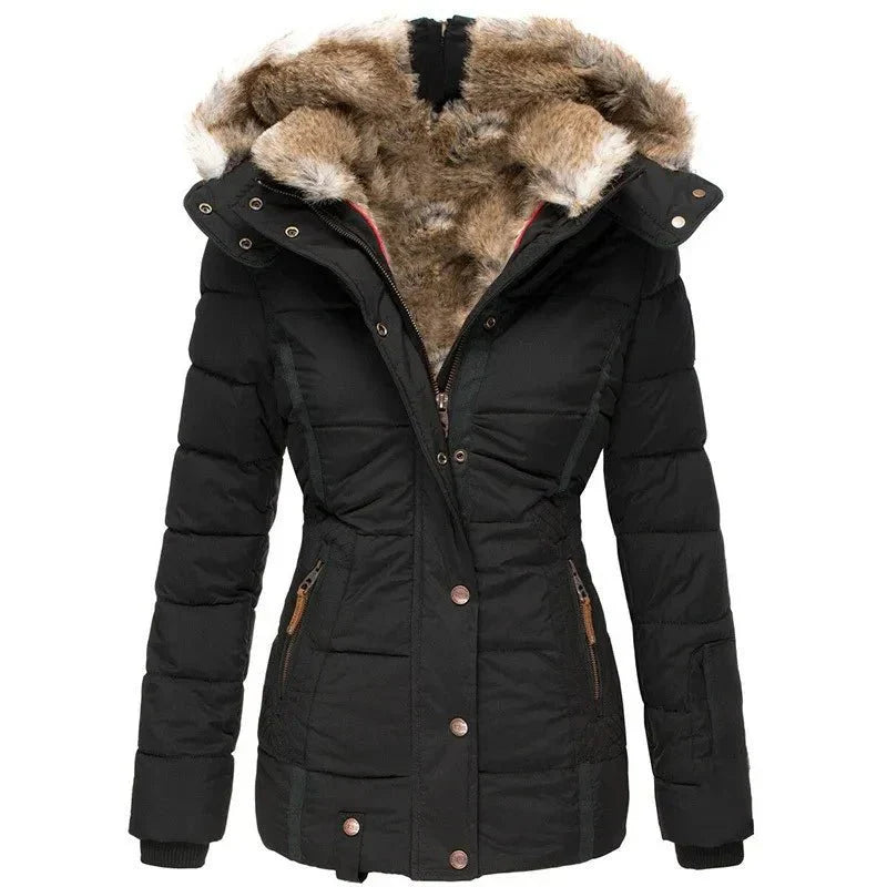 Damen Steppjacke Weiches Innenfutter Abnehmbare Kapuze - Norvielle