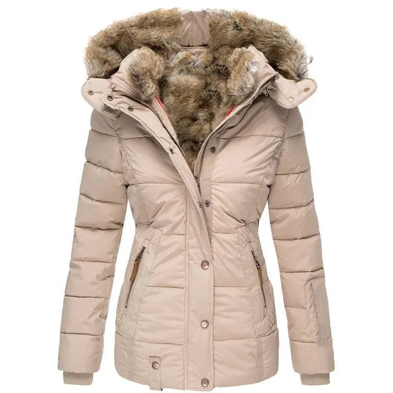 Damen Steppjacke Weiches Innenfutter Abnehmbare Kapuze