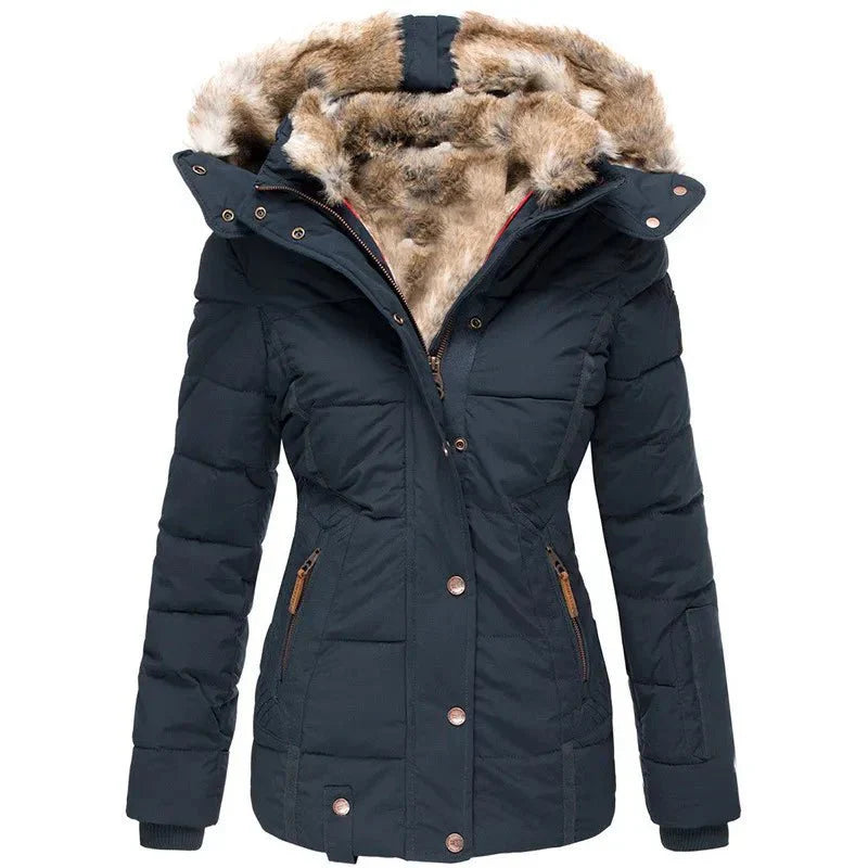 Damen Winterjacke Kunstpelzkapuze Weiches Innenfutter
