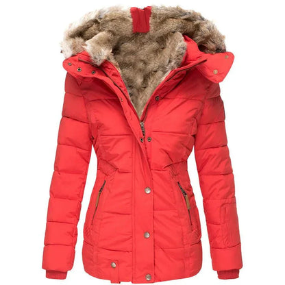 Damen Winterjacke Kunstpelzkapuze Weiches Innenfutter