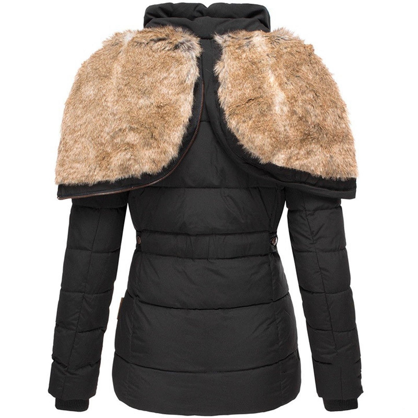 Damen Winterjacke Kunstpelzkapuze Weiches Innenfutter