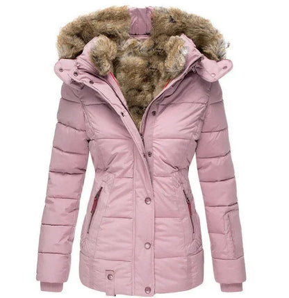 Damen Winterjacke Kunstpelzkapuze Weiches Innenfutter