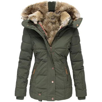 Damen Winterjacke Abnehmbare Kapuze Weiches Innenfutter