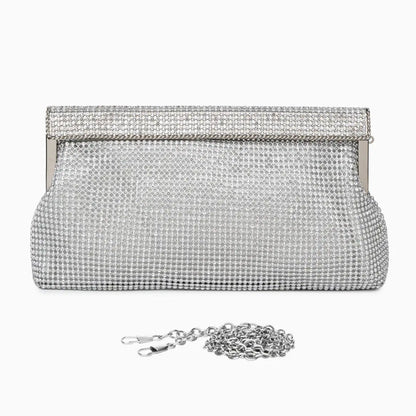 Damen Clutch Gold Kristallbesatz Schnappverschluss
