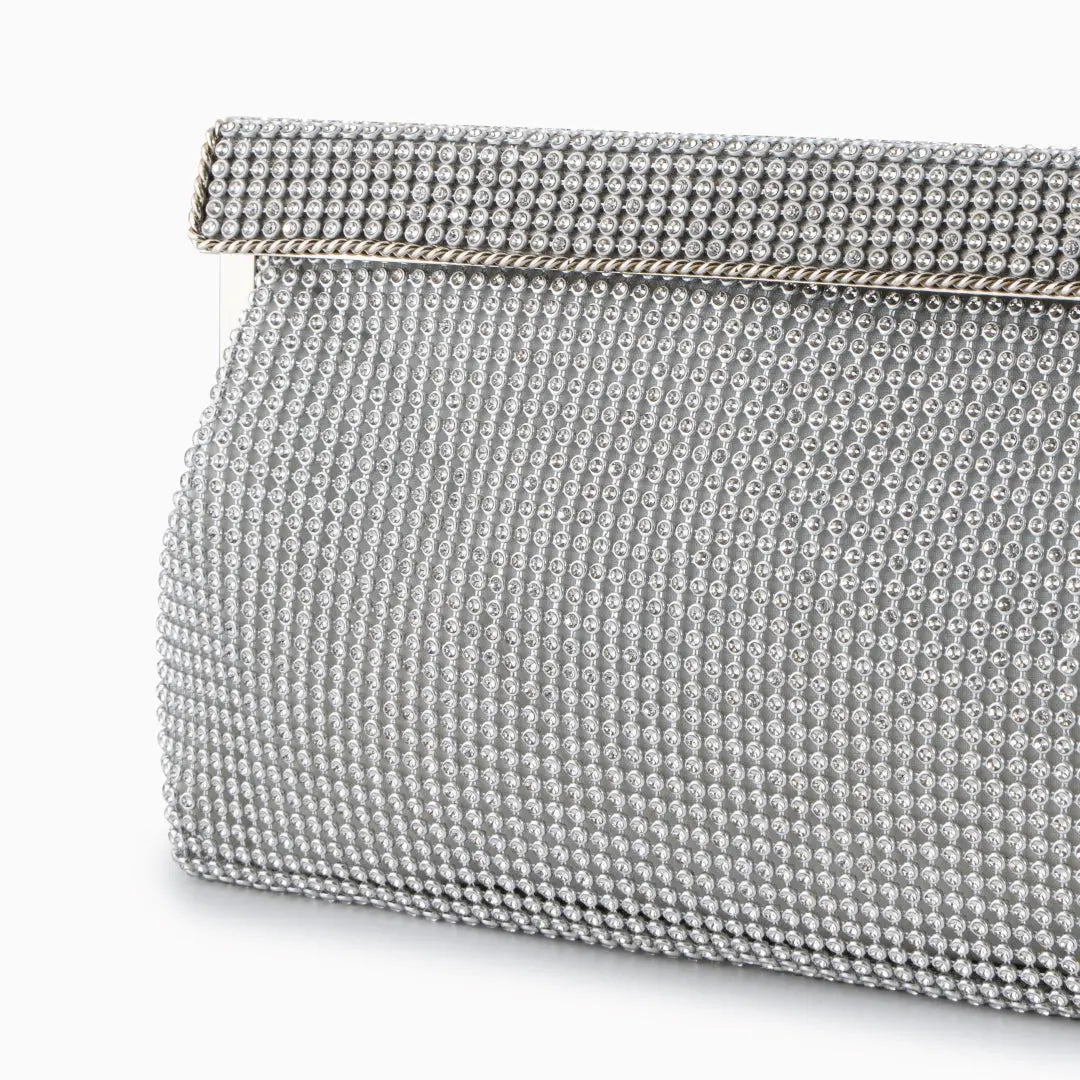 Damen Clutch Gold Kristallbesatz Schnappverschluss