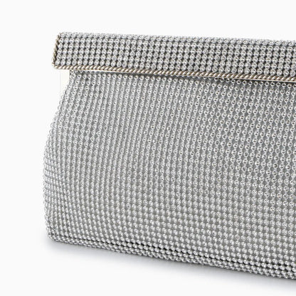 Damen Clutch Gold Kristallbesatz Schnappverschluss