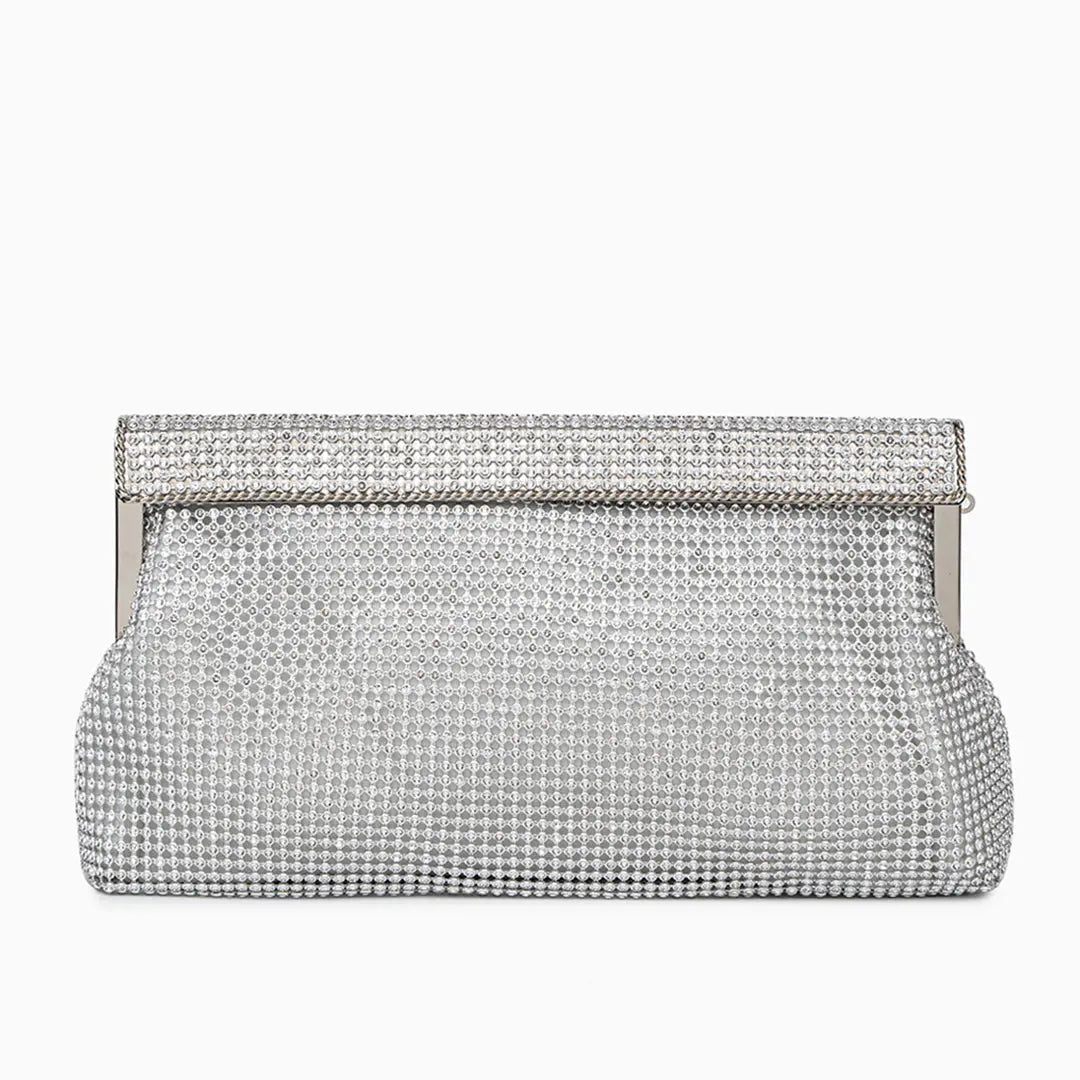 Damen Clutch Gold Kristallbesatz Schnappverschluss