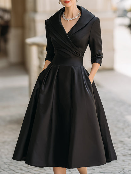 Klassisches Damen Wickelkleid Midilänge - Norvielle