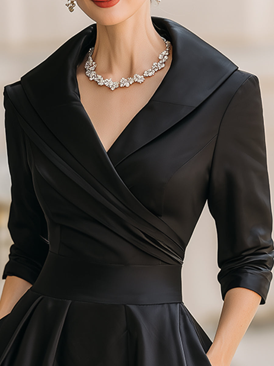 Klassisches Damen Wickelkleid Midilänge