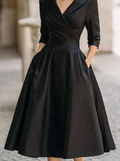 Klassisches Damen Wickelkleid Midilänge