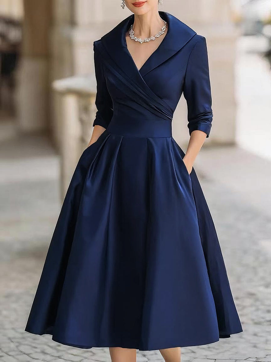 Klassisches Damen Wickelkleid Midilänge