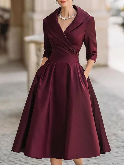 Klassisches Damen Wickelkleid Midilänge
