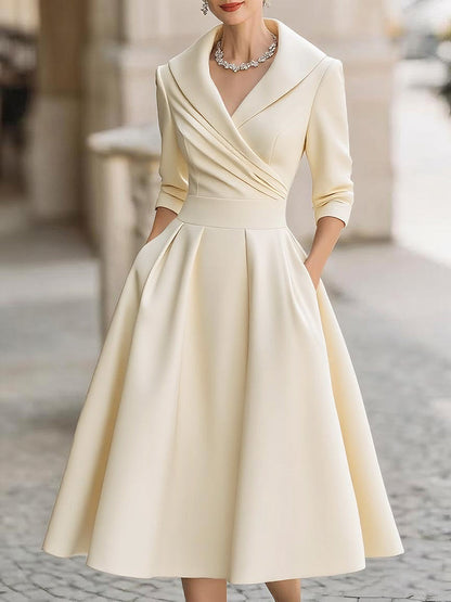 Klassisches Damen Wickelkleid Midilänge