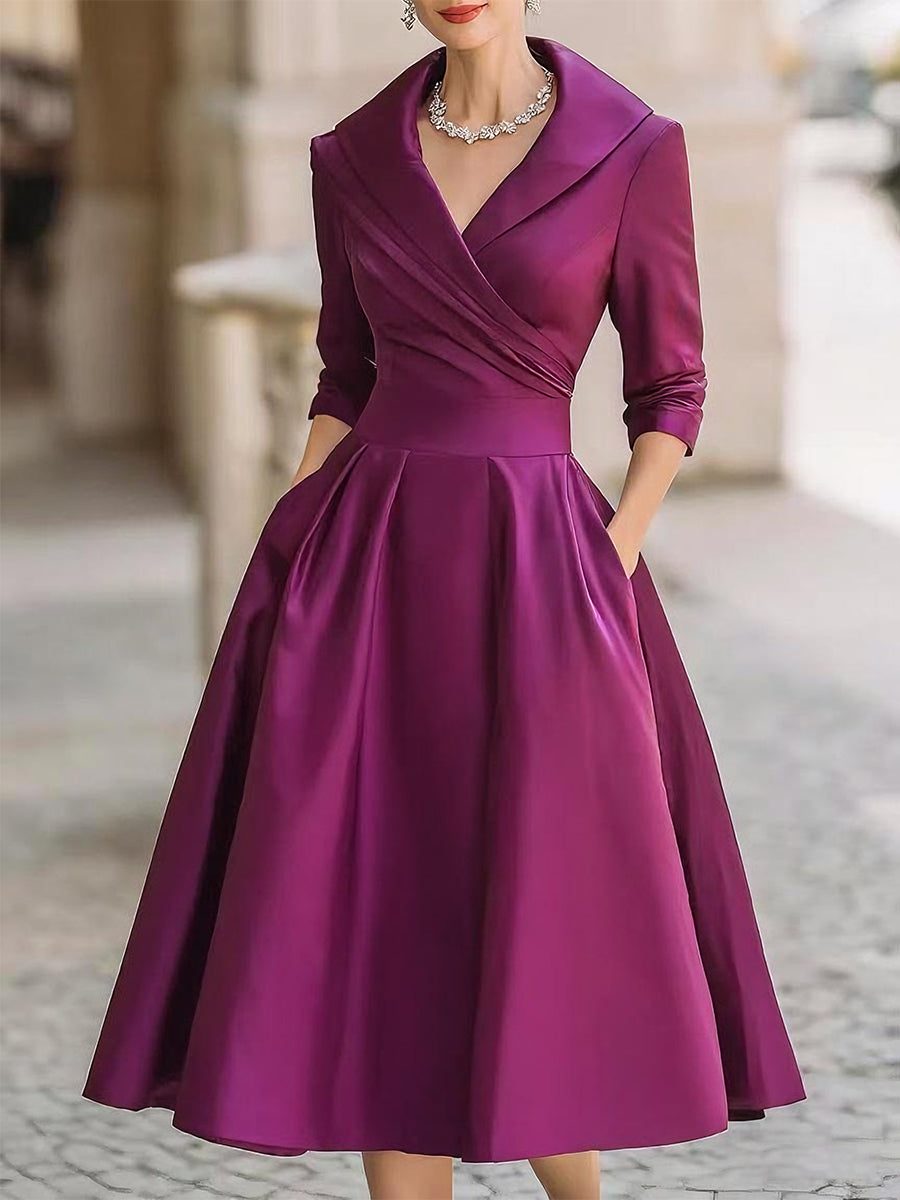 Klassisches Damen Wickelkleid Midilänge