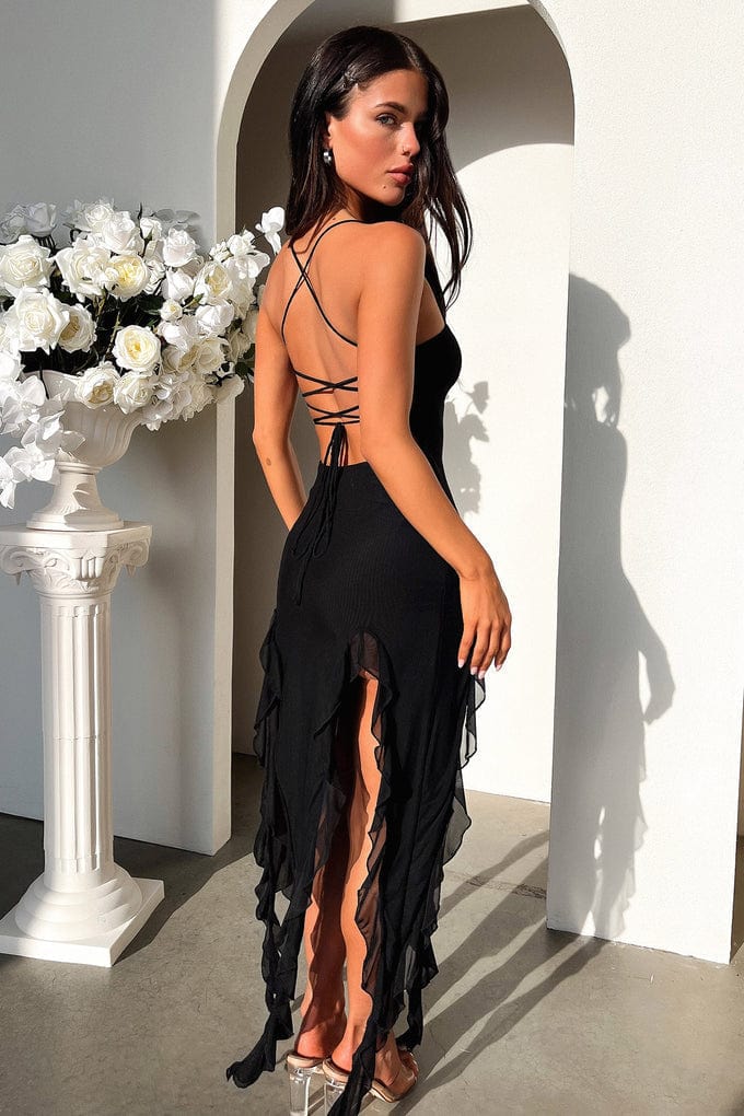 Damen Abendkleid Asymmetrische Rüschen