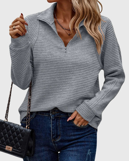 Damen Langarm-Pullover Lässig Reißverschluss
