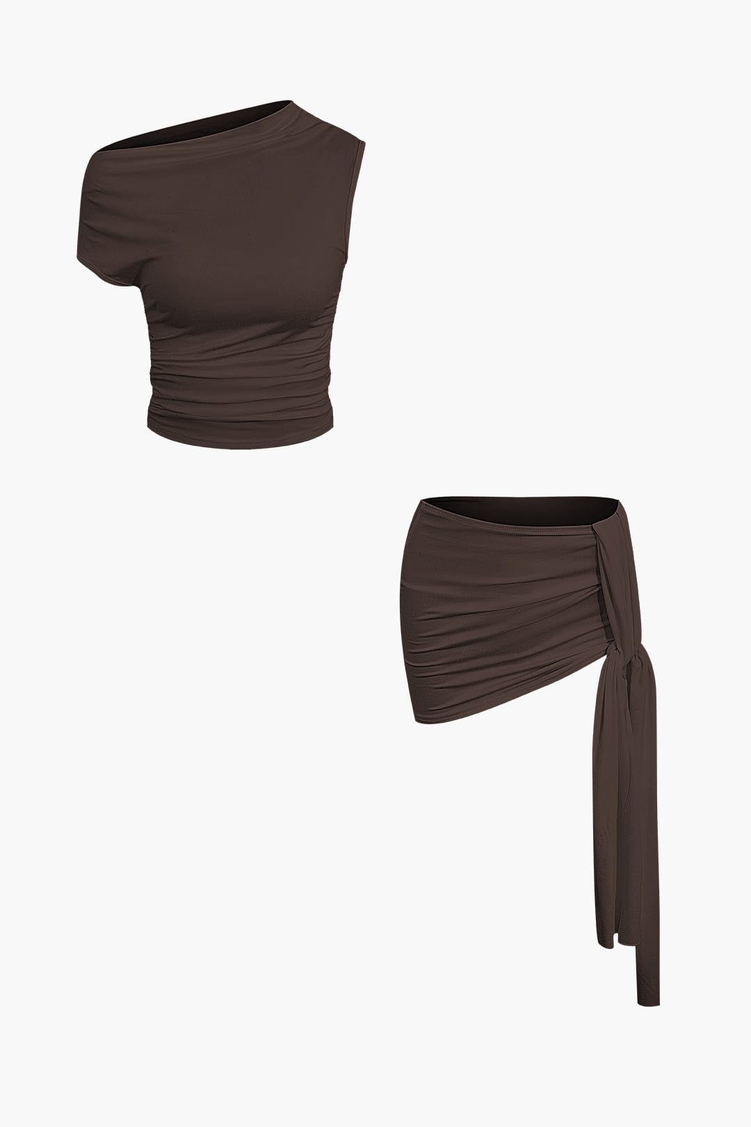 Damen One-Shoulder- und Minirock Set