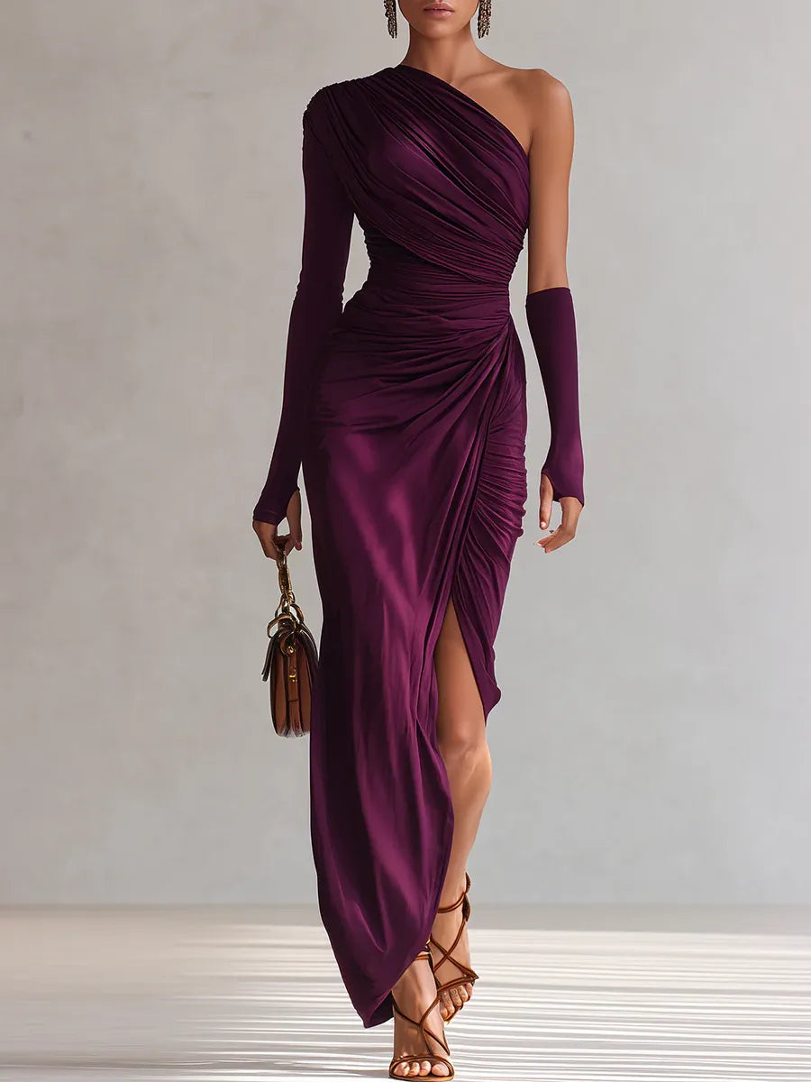 Seraphine Damen Asymmetrisches Maxikleid Strukturierte Drapierungen - Norvielle
