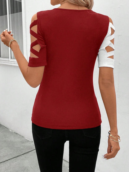 Norvielle Damen Schulterfreies T-Shirt Slim Fit