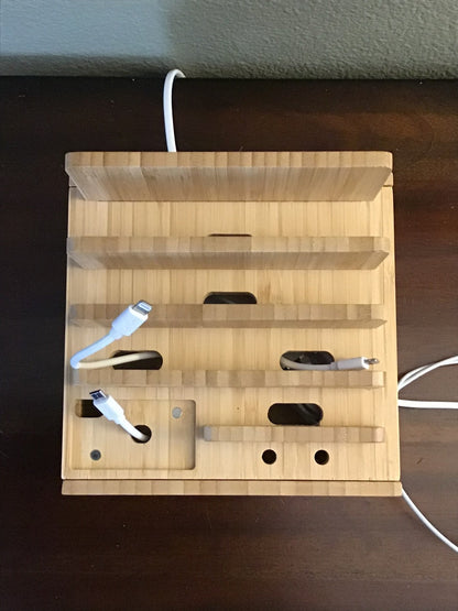 Bambus Lade-Station 5-Port USB Organizer