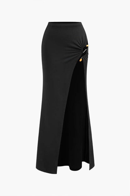 Elegantes Damen Zweiteiler-Set Maxi-Rock Cut-Out-Design