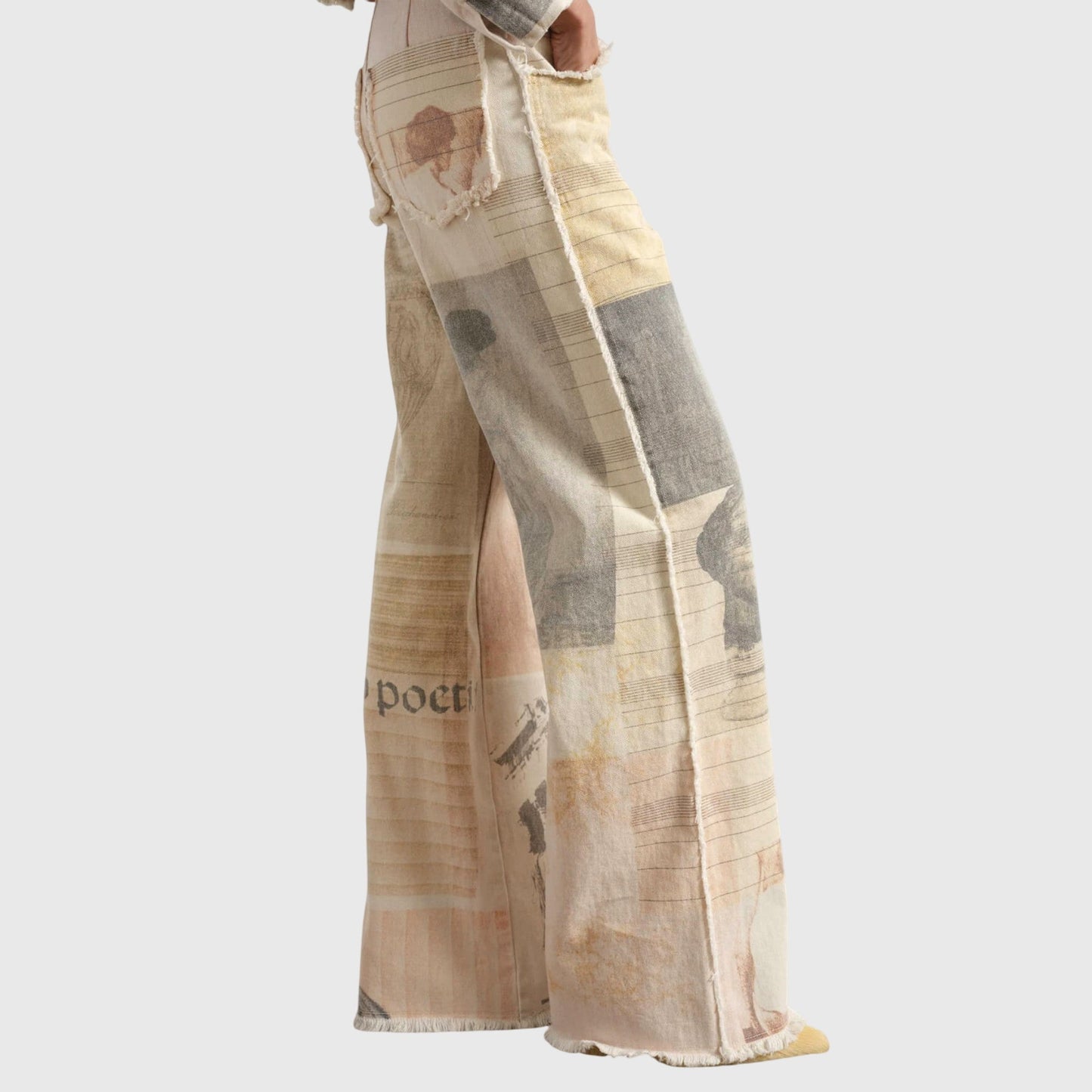 Damen Vintage Hochbundjeans mit Print